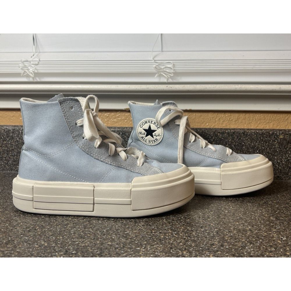 Converse All Star Platform Hi Top Womens Sz 6.5 Blue Canvas Sneaker Lace Up Shoe - Picture 4 of 11